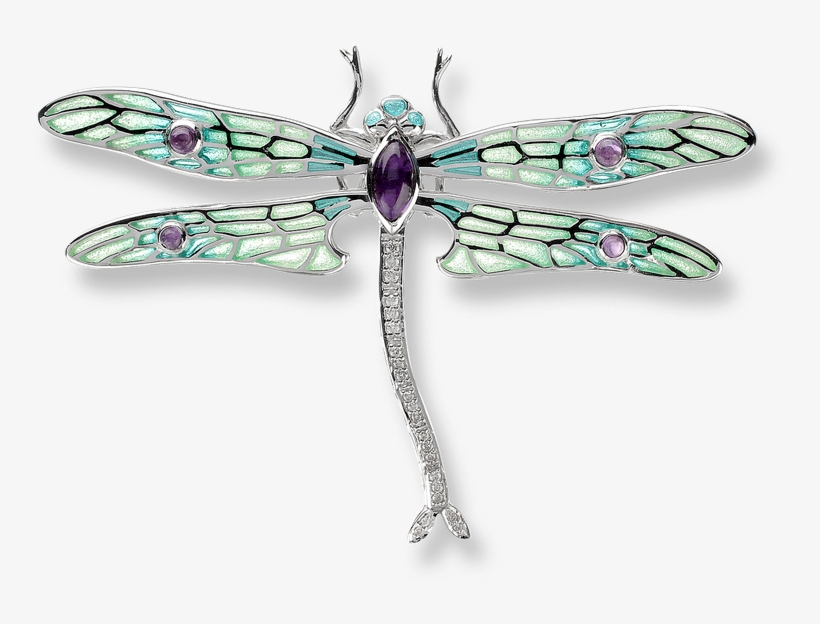 Nicole Barr Designs Sterling Silver Dragonfly Brooch-green, - Brooch, transparent png