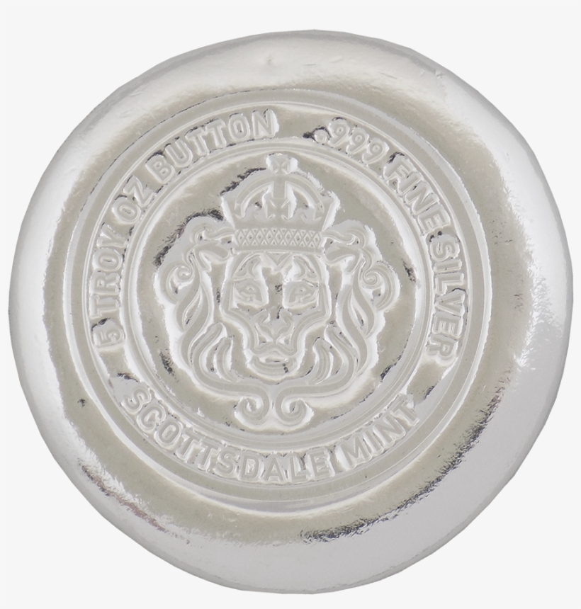Scottsdale Mint 'button' 5oz Silver Bar - Silver, transparent png