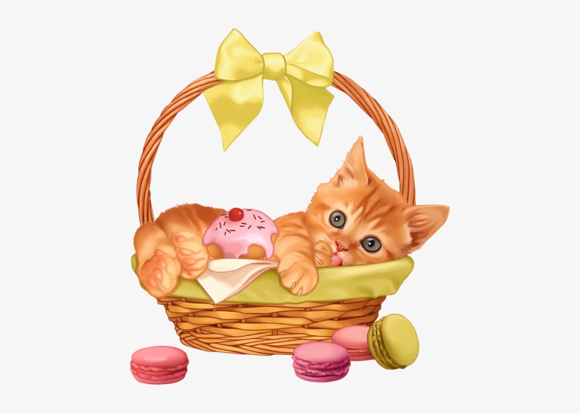 Gatti Tubes Per Grafica In Png Animal - Kitten In A Basket Clipart, transparent png