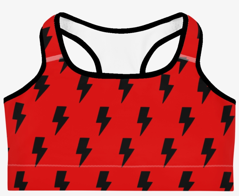 Black & Red Lightning Bolts Sports - Sports Bra, transparent png