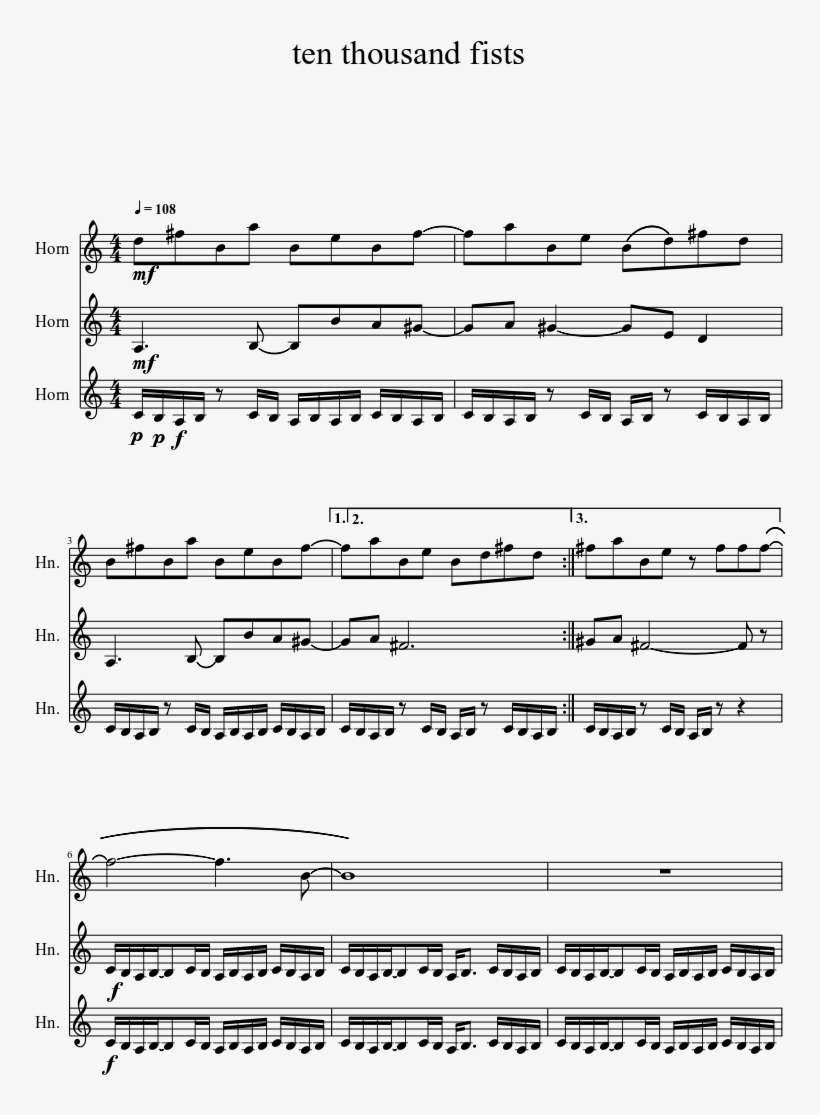 Ten Thousand Fists Sheet Music 1 Of 5 Pages - Longest Day Flute, transparent png