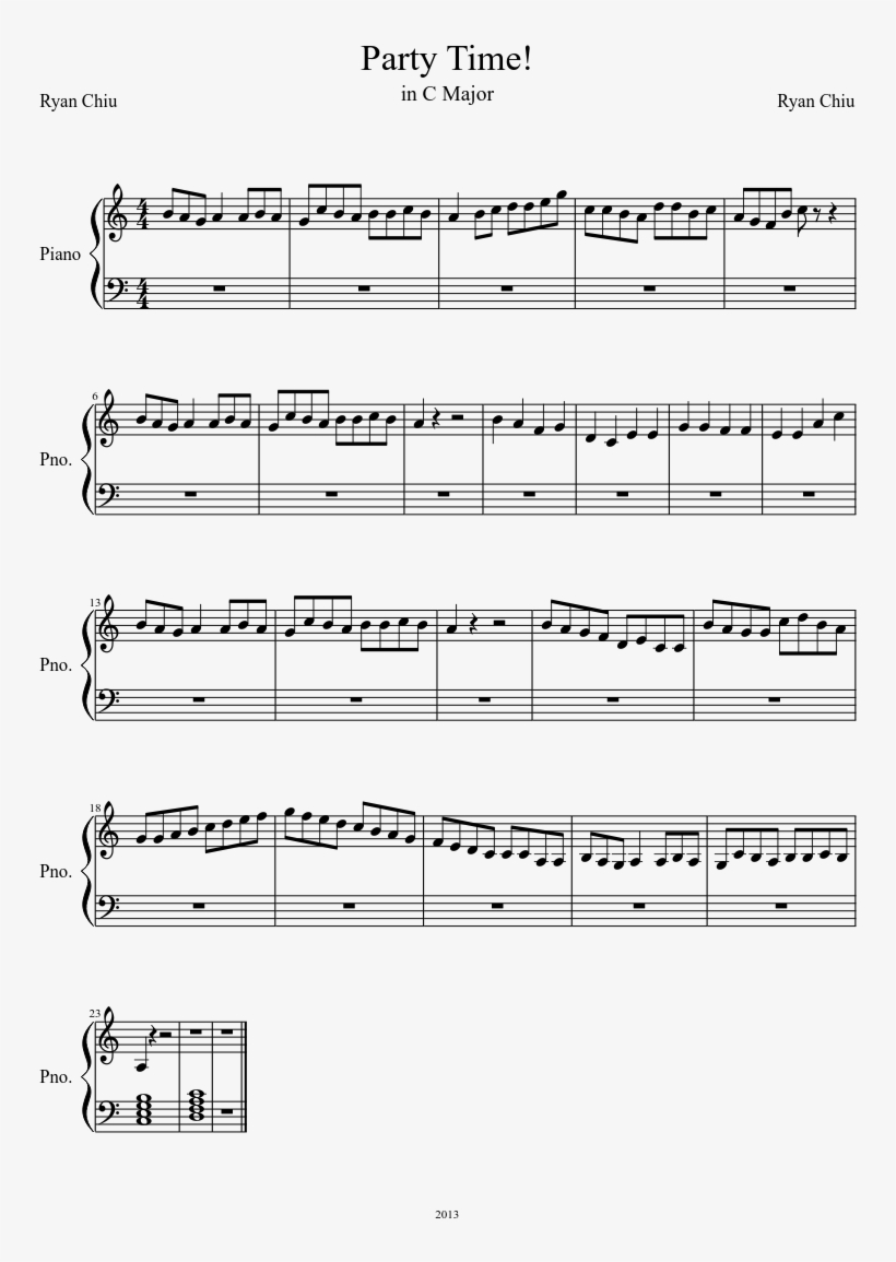 Party Time Sheet Music Composed By Ryan Chiu 1 Of 1 - Fur Elise Musescore, transparent png