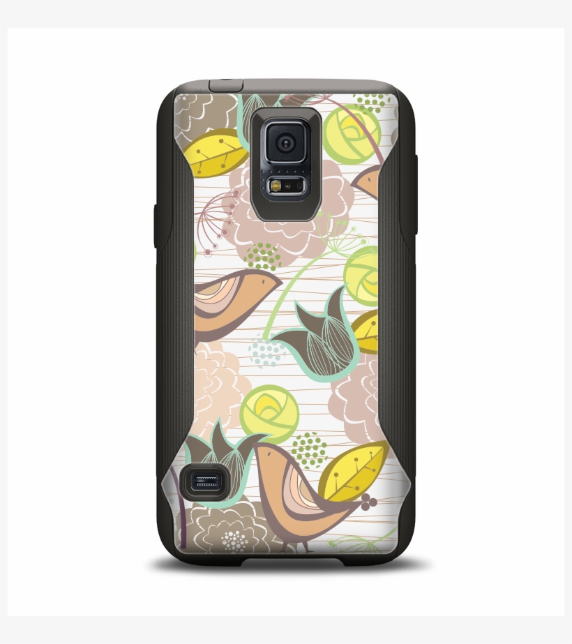 The Vintage Tan & Gold Vector Birds With Flowers Samsung - Otterbox, transparent png