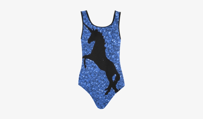 Unicorn On Blue Glitter Vest One Piece Swimsuit - Vest, transparent png