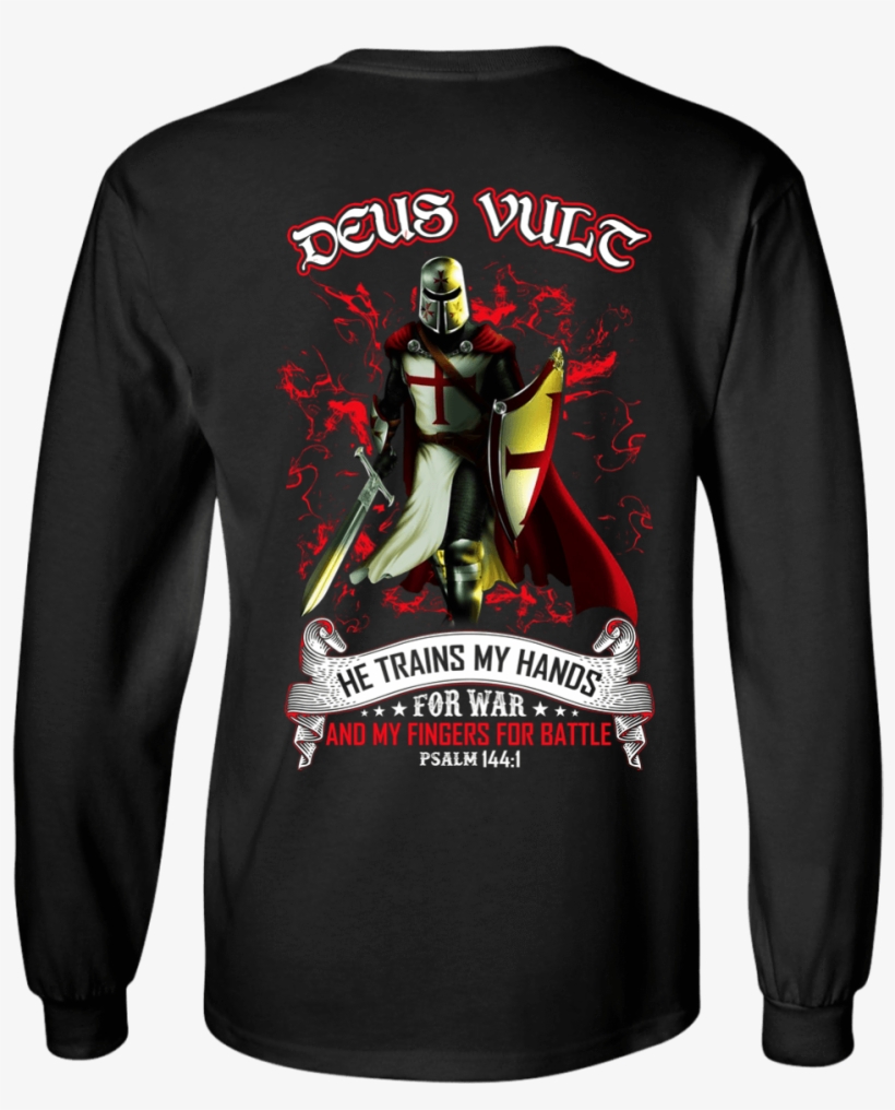 Knight Templar Deus Vult - Crusader Knight - Deus Vult He Trains My Hands T-shirt, transparent png