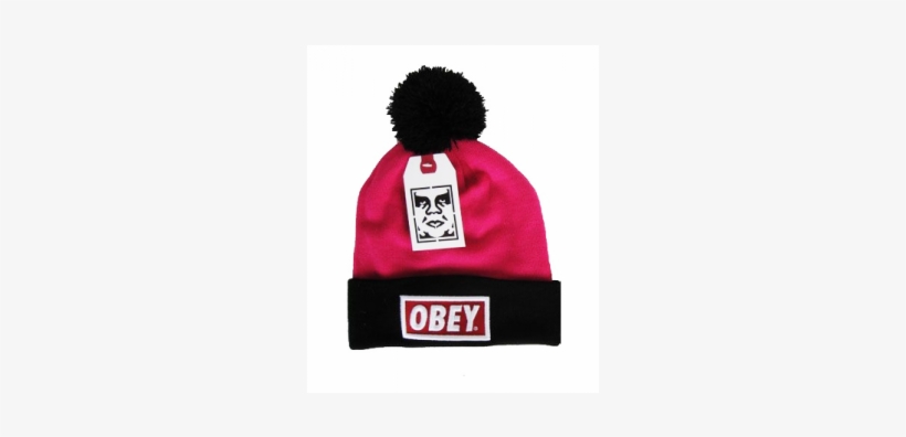 Obey Box Logo Classic Beanie Pow Pink Black 1 - Obey Beanies-036, transparent png
