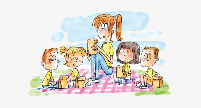 A Group Of Children Pray Before Eating A Picnic Lunch - Eating, transparent png