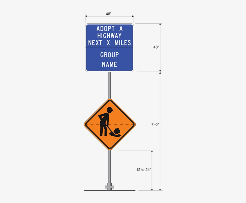 Adopt A Highway Sign Assembly - Transparent Highway Marker Signs, transparent png
