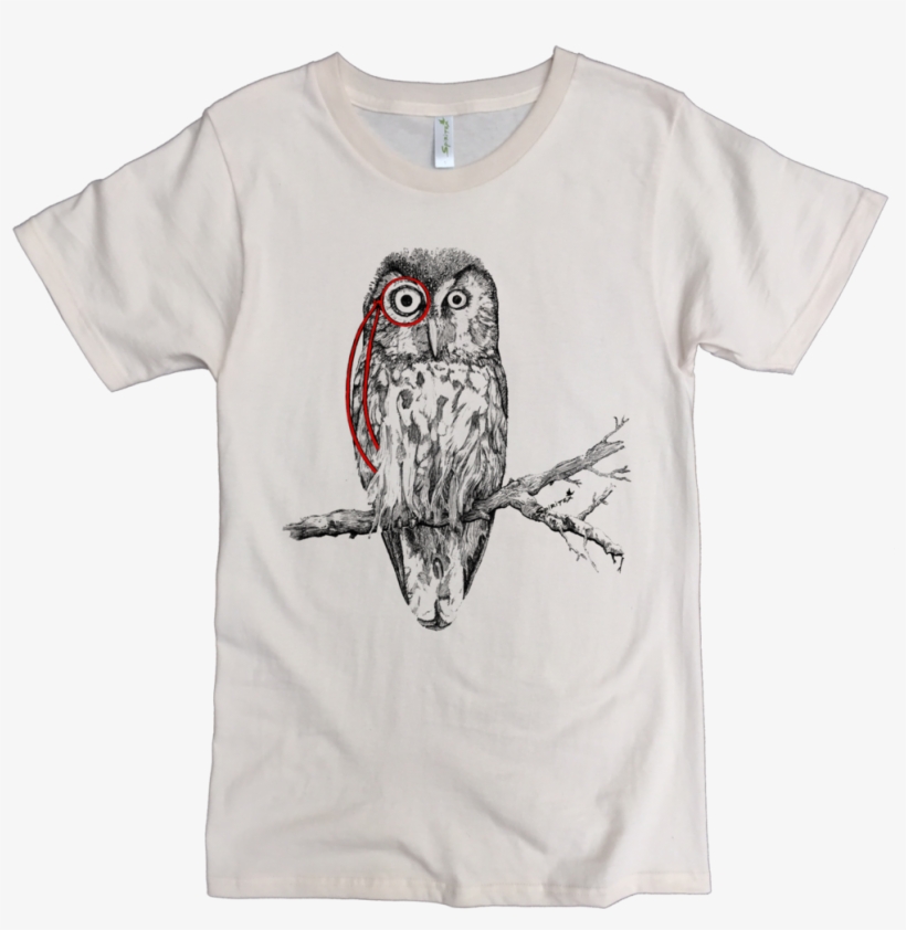 Owl With Monocle Printed On Men's Classic Crew, transparent png