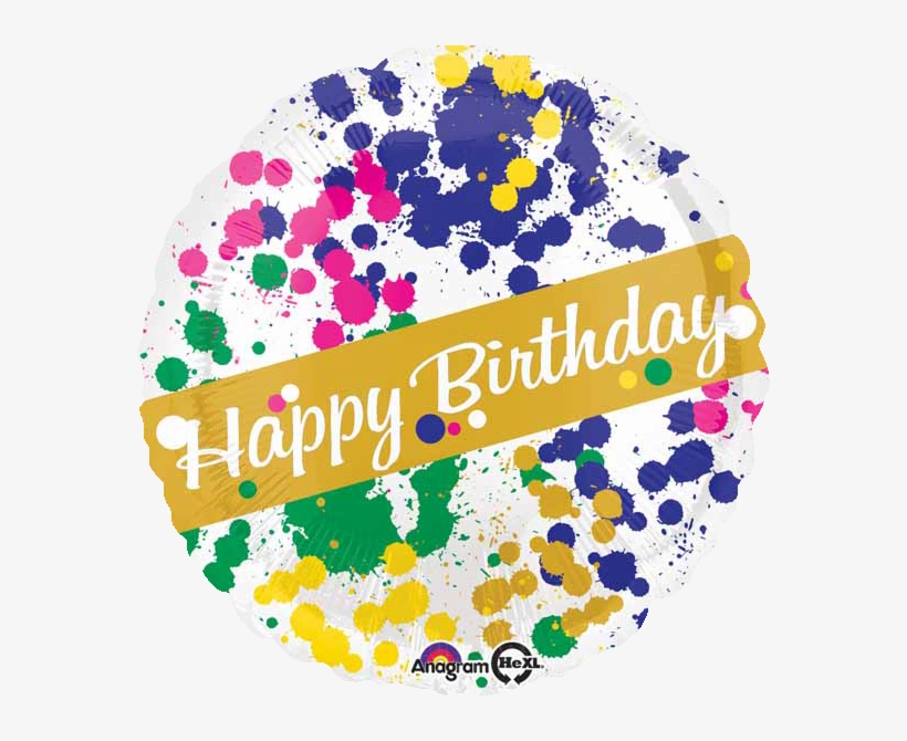 Birthday Artist Splatter 18" Foil Balloon - Happy Birthday Paint Splatter 45cm Balloon, transparent png