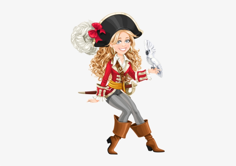 Craft Images, Pirate Ships - Girl Pirate With Parrot, transparent png