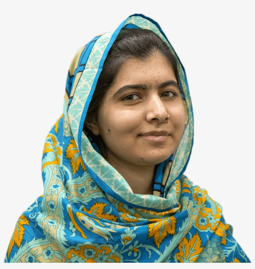 Malala Yousafzai Blue And Yellow Head Scarf Png - Famous Leaders 21st Century, transparent png