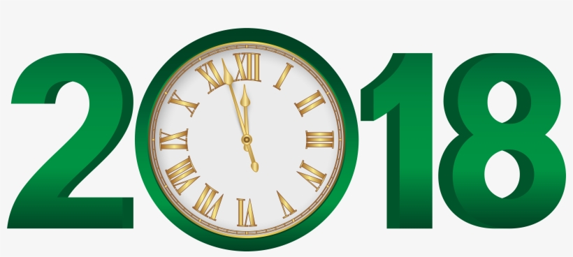 2018 Transparent Clock - Green 2018 Clipart, transparent png