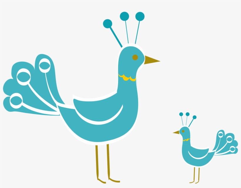 蓝色手绘孔雀 - Illustration, transparent png