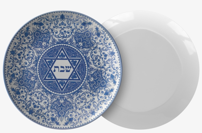 Classic Shabbat Plate Blue Floral Star Of David - Spode Judaica Round Challah Tray, transparent png