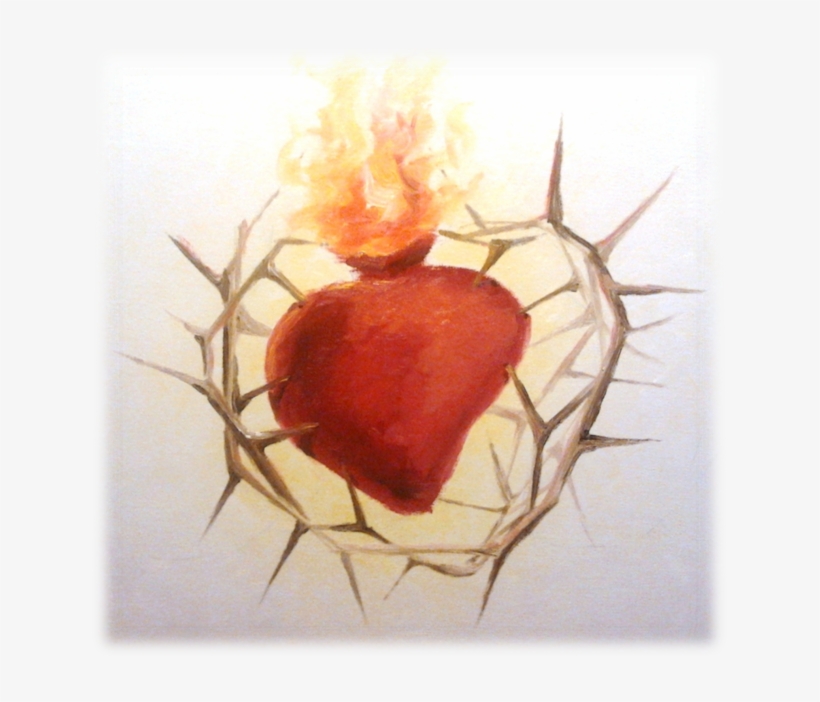 “ten Compasión Del Corazón De Tu Madre” Son Las Palabras - Corazon De Jesus Adornado De Flores, transparent png