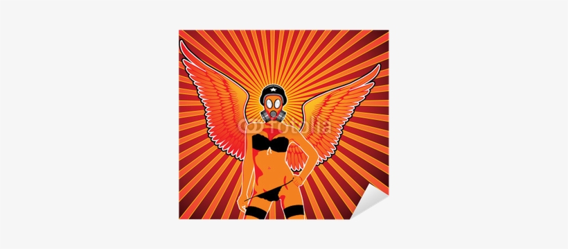 Fetish Style Angel Pin-up Wearing Gas Mask - Penblwydd Hapus Mam, transparent png