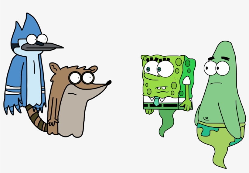Ghost Mordecai - Spongebob And Patrick Vs Mordecai And Rigby, transparent png