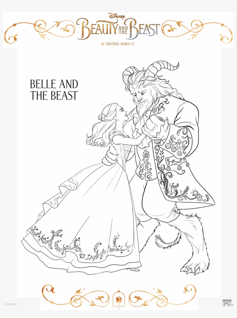Beauty And The Beast Coloring Page-, transparent png