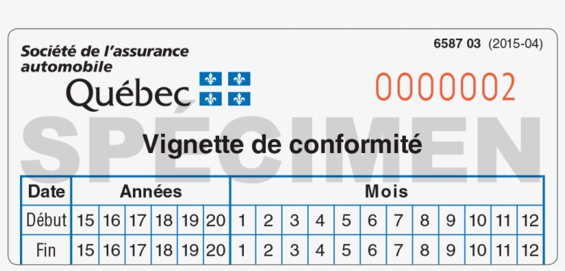 Compliance Sticker That Is Valid For 6 Or 12 Months - Société De L'assurance Automobile Du Québec, transparent png