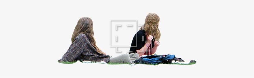 Two People With Long Hair Sitting - People Sitting On Grass, transparent png