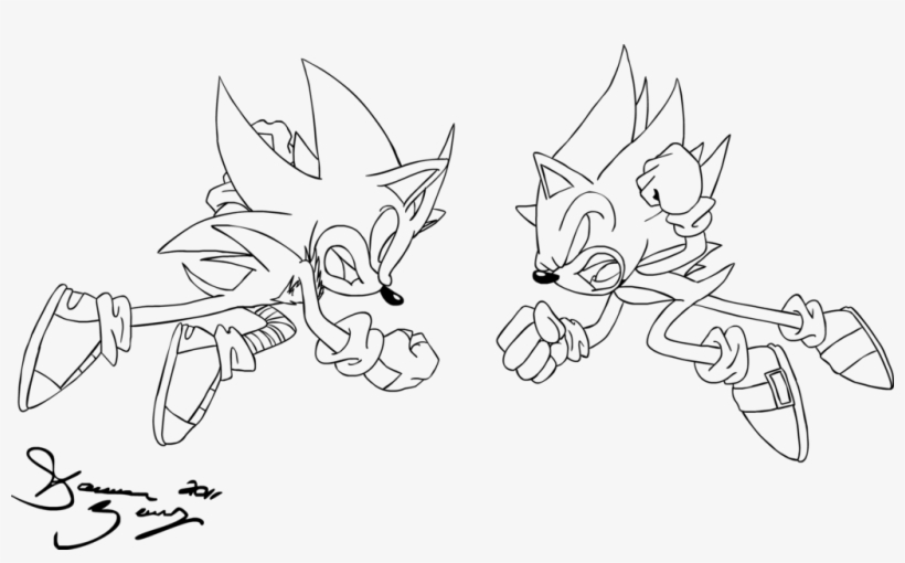 Dark Sonic Vs Super Shadow Coloring Page Coloring Pages