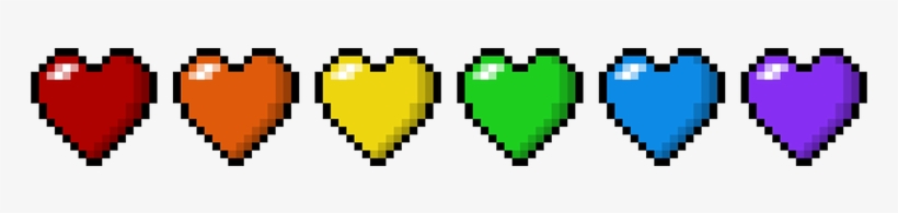 Six Pixel Hearts, Stacked Side By Side, Each Heart - Pride Rainbow Pride Heart, transparent png
