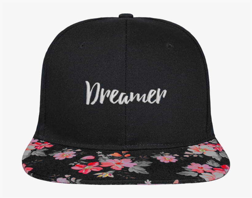 Snapback Cap Visor Black Floral Crown Pattern Dreamer - Cap, transparent png