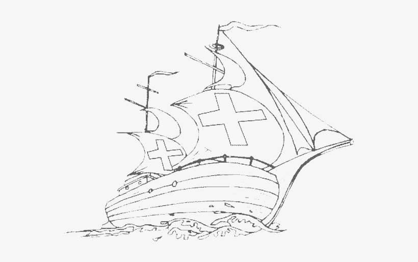 Columbus Fleets On Columbus Day Coloring Page - Coloring Book, transparent png