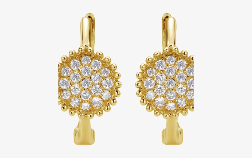 Gabriel & Co - 14k Rose Gold Pave Diamond Accented Hoop Earrings, transparent png