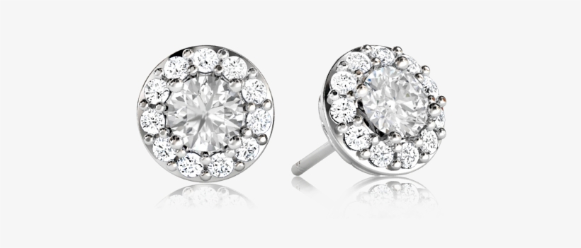 Classic Halo Diamond Earrings - Earring, transparent png