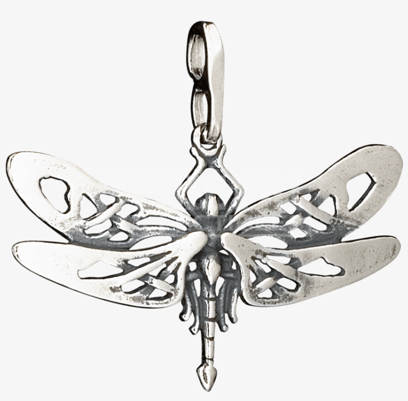 Celtic Mini Dragonfly Pendant - Silver, transparent png