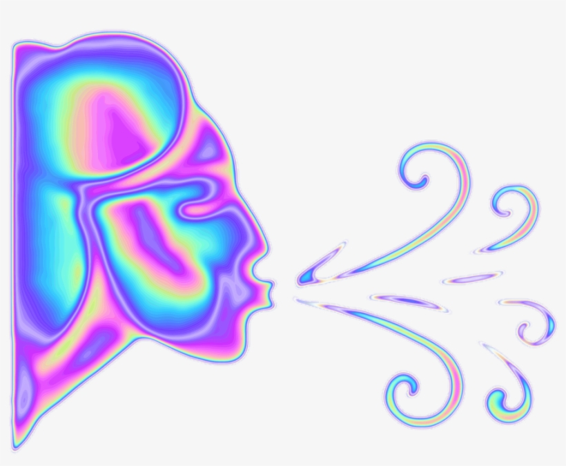 Holo Holographic Blowing Emoji Smoke Wind Freetoedit - Emoji, transparent png