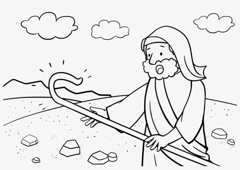 Bible Story Coloring Book Burning Bush Staff Of Moses - Câu Chuyện Kinh Thánh, transparent png