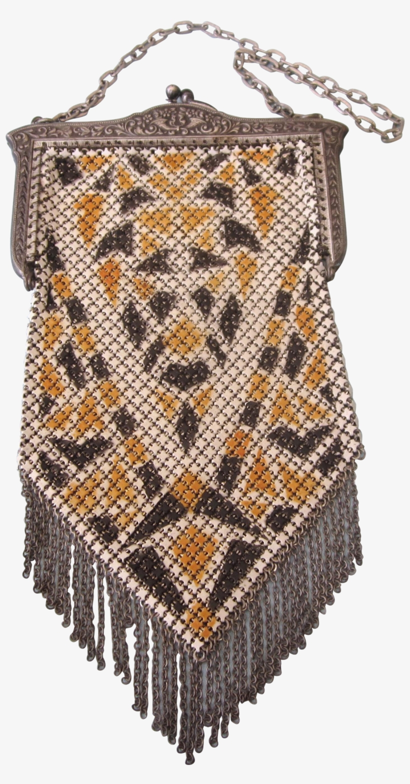 Art Deco Metal Mesh Fringed Purse, Ornate Frame - Pattern, transparent png