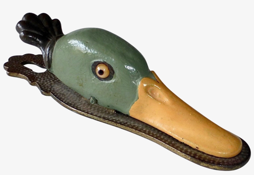 Antique Iron Duck Bill Mallard Head Hanging Paper Clip - Crocodile, transparent png
