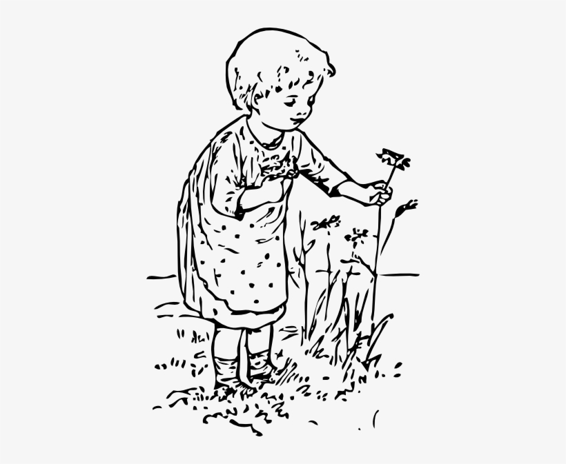 Picking Flowers Clipart Black And White, transparent png