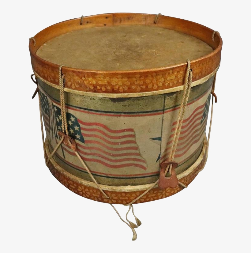 Americana Folk Art Patriotic Tin Drum, Stars And Stripes, - Toy, transparent png