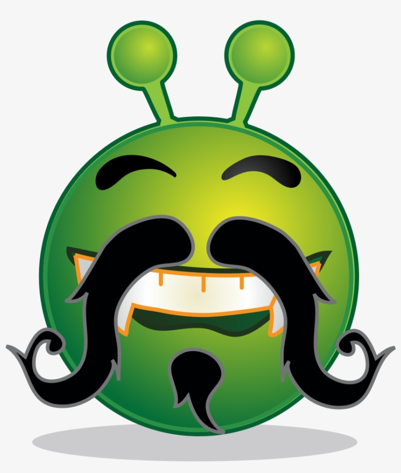 Smiley Green Alien Moustache - Smiley, transparent png