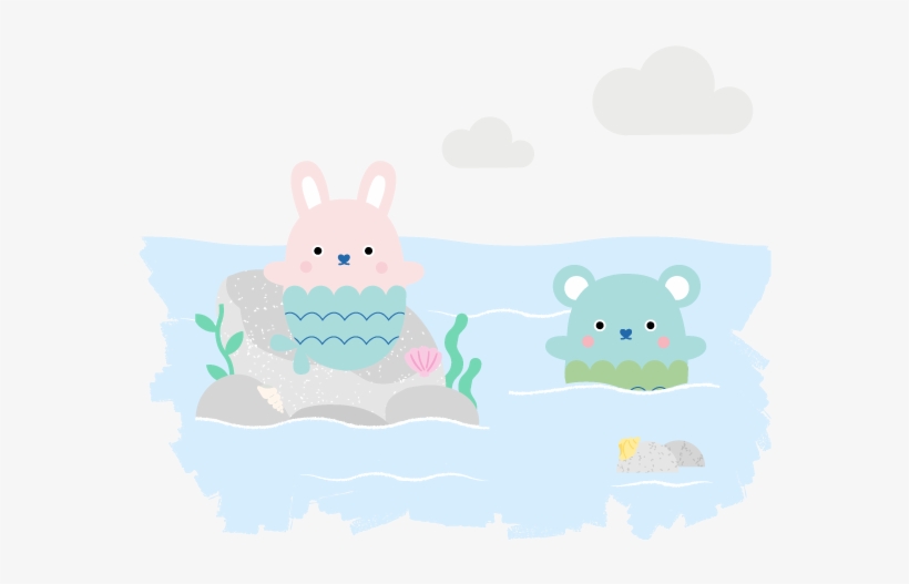 The Lovely Mermaid And Ricesplash The Cute Fish All - Cartoon, transparent png