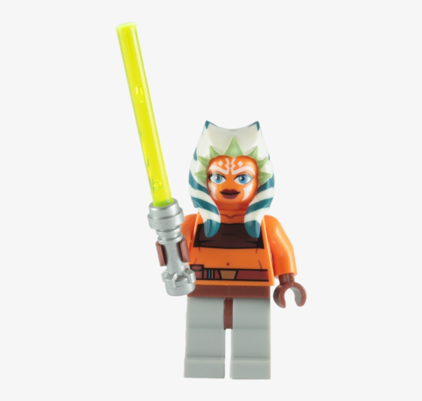 Personajes - Lego Star Wars: Ahsoka Minifigure With Green Lightsaber, transparent png