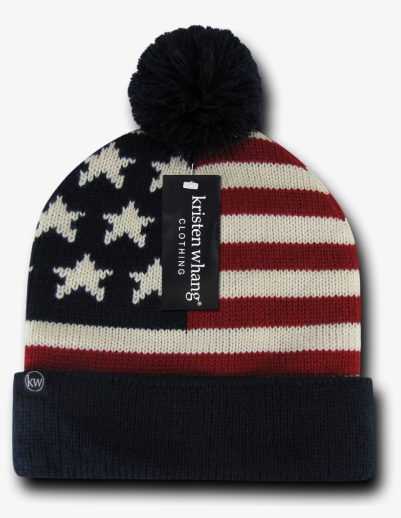 Decky American Flag Design Beanie Star Stripes Perfect - Usa American Flag Cuffed Pom Knit Beanie Stars Stripes, transparent png