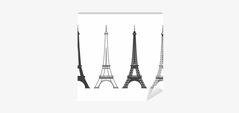 Eiffel Tower In Paris Vector Silhouette Wall Mural - Eiffel Tower Different Designs, transparent png
