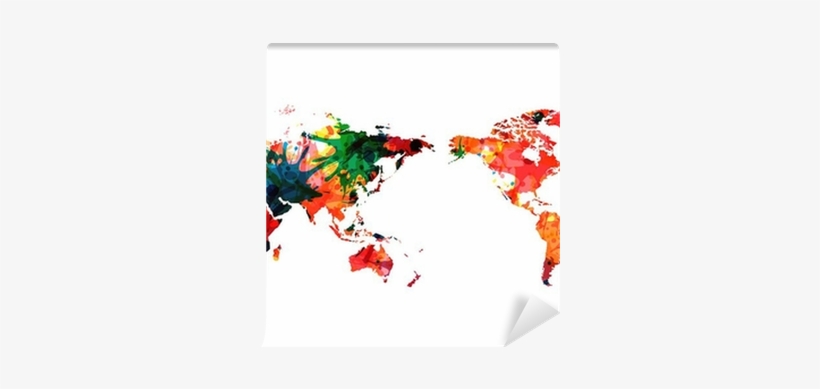 World Map Color And Compass Of Vector Wall Mural • - World Map Color Vector, transparent png