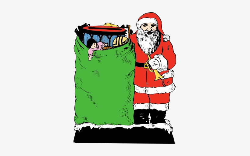 Cartoon Christmas Gift - Christmas Vintage Santa With Toy Bag Card, transparent png