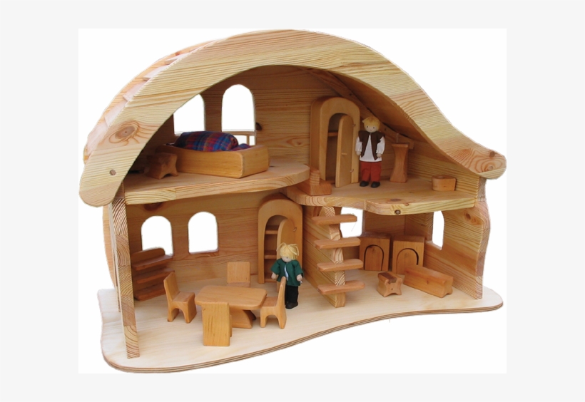 Eco Doll - Natural Wooden Doll House, transparent png