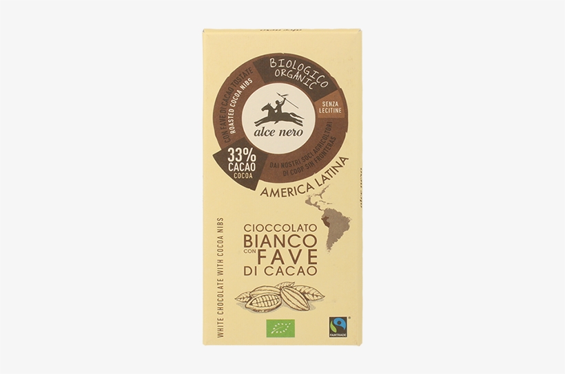 Organic White Chocolate With Cocoa Nibs - Alce Nero Black Chocolate With Cocoa Nuggets 100g -, transparent png