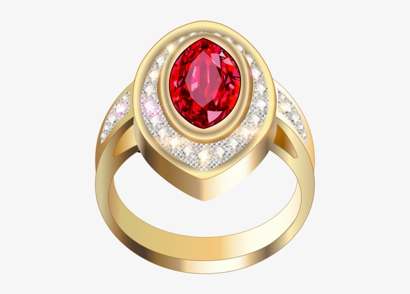 Free Png Gold Ring With Red Diamonds Png Images Transparent - Engagement Gold Rings Png, transparent png