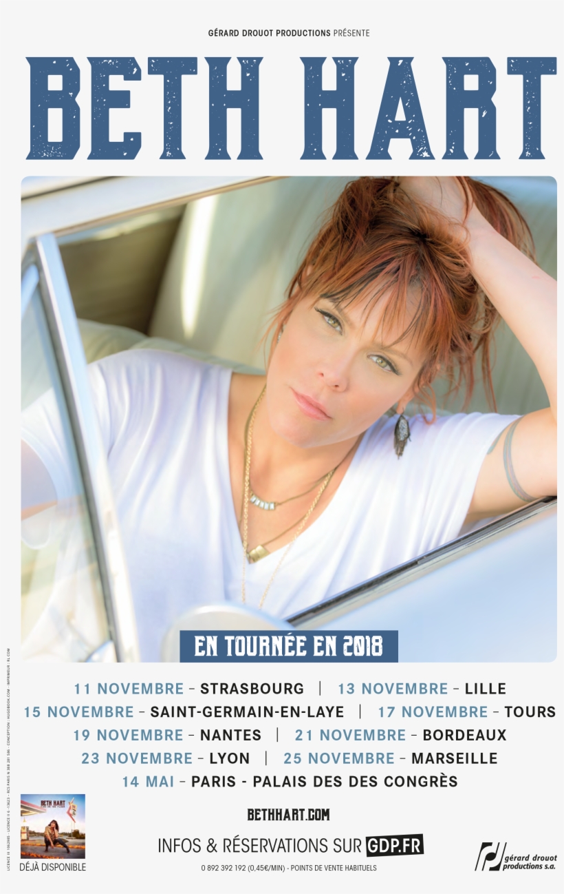 Beth Hart Announces 2018 France Tour Dates - Beth Hart Tour 2018, transparent png
