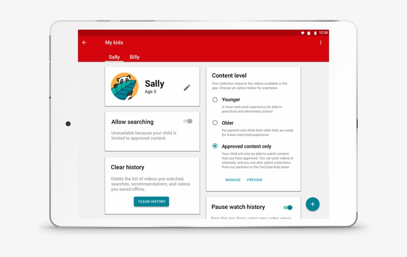 Youtube Kids App Adds An “older” Filter For Profiles - Youtube Kids Control Panel, transparent png
